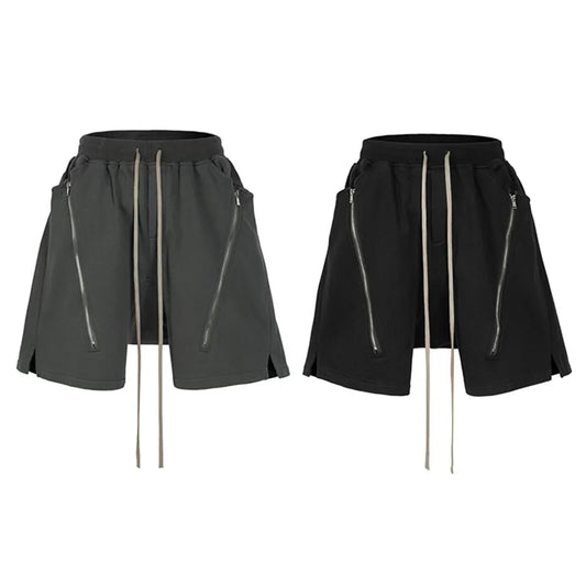 American Retro High Street Double Zipper Shorts Men And Women 2000s Vintage Casual Multi-Function Jogger Loose Sports Shorts