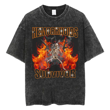 Autism Skeleton Meme T Shirt Human Funny Skull Men Women Harajuku Gothic Vintage Washed T Shirts Oversized Casual Cotton T-shirt