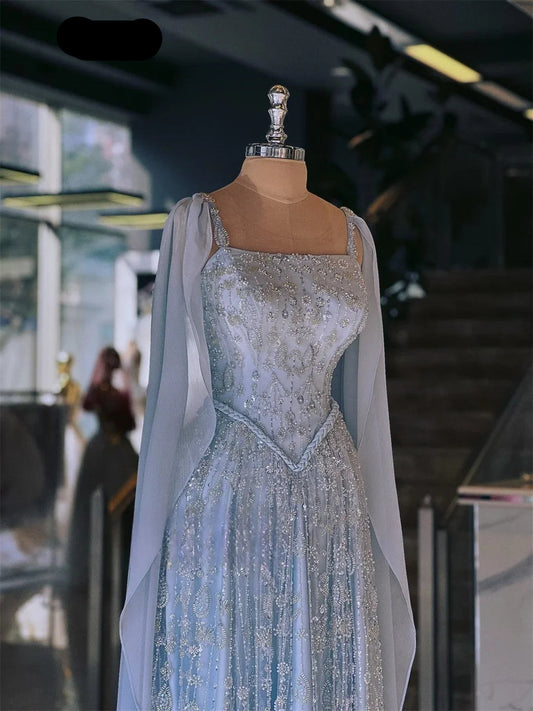 Beaded Lace Elegant Evening Dresses for Woman Luxury Women Evening Dress Custom Made Line A Shawl Bespoke Occasion Dresses
