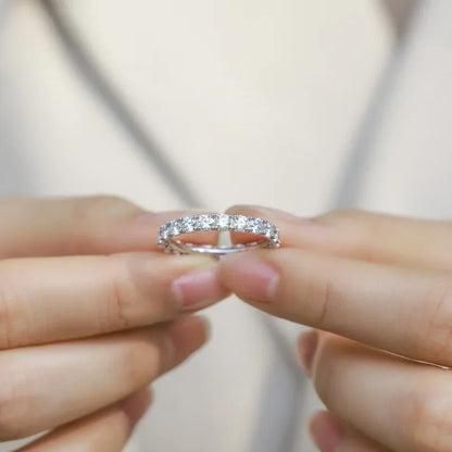 2mm Full Eternity Moissanite Ring 925 Sterling Silver D Color VVS1 Stackable Wedding Band For Women Fine Jewelry