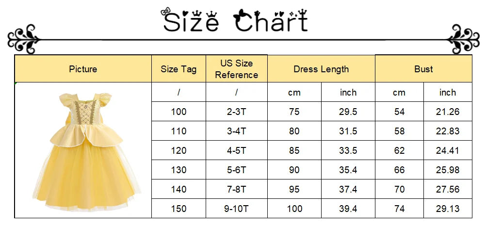 Kids Belle Elegant Costume Girls Halloween Princess Cosplay Party Mesh Dress Children Birthday Clothes Carnival Luxury Ball Gown