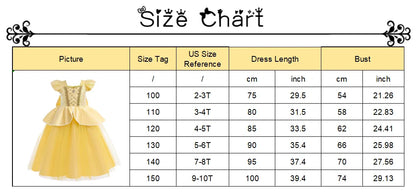 Kids Belle Elegant Costume Girls Halloween Princess Cosplay Party Mesh Dress Children Birthday Clothes Carnival Luxury Ball Gown