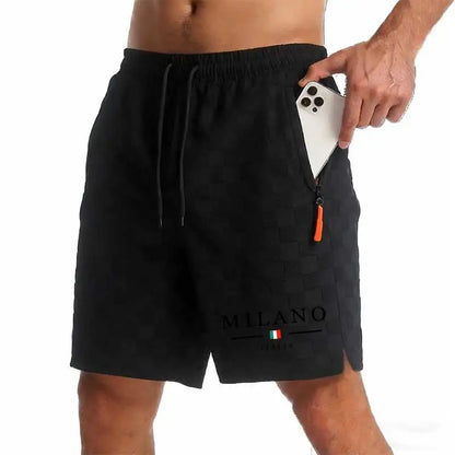 New Summer Men Zipper Pocket Sweatpants Casual Shorts Men's Beach Shorts Basketball Short Trousers Print Label Sportswear Men
