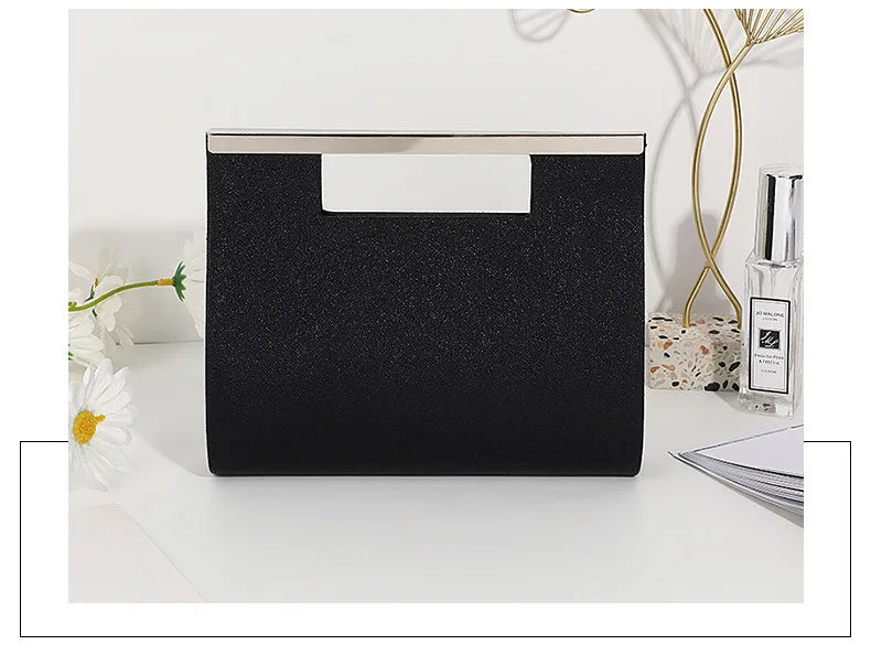 Luxury Designer Black Sparkle Handbag Elegant Women Crystal Shiny Evening Bag Dinner Party Bling Clutch Purse Shoulder Bag 2023