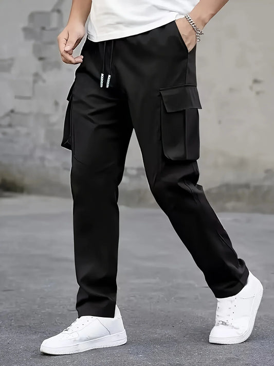 2026 Amazon Summer New Men's Work Pants European and American Independent Station Drawstring Multi Pocket Casual Pants