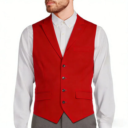 Men Vest White Single Button With Lapel Solid Waistcoat For Wedding Banquet Party Office Business Work Daily Men Suit Vest