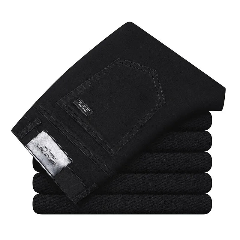 2026 Classic Men Straight Jeans Homme Pantalon Streetwear Soft Black Blue Masculino Denim Mans Pants