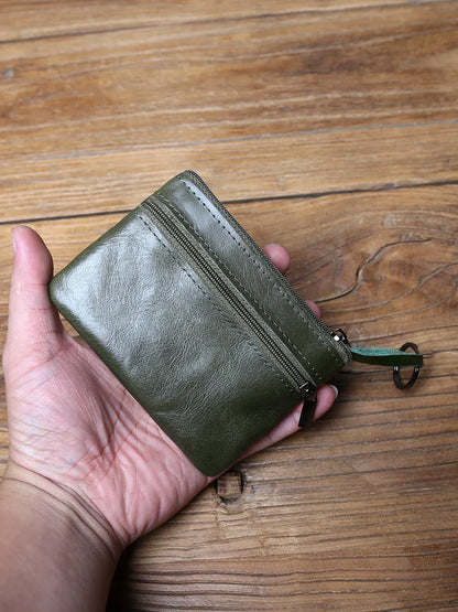 Vintage Genuine Leather Men's Zero Wallet Natural Cowhide Zipper Key Bag Women's Bank Card Bag Mini Coin Bag  Card Holder