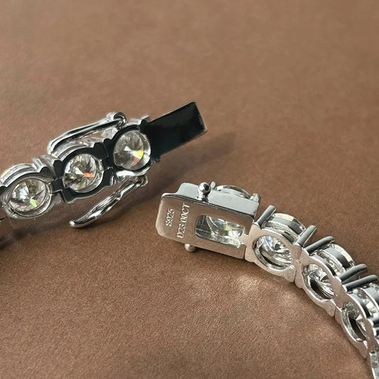 Bracelet tennis entièrement moissanite en argent 925 plaqué or 18 carats pour femme et homme, bijou fin de mariage, peut passer le test de diamant