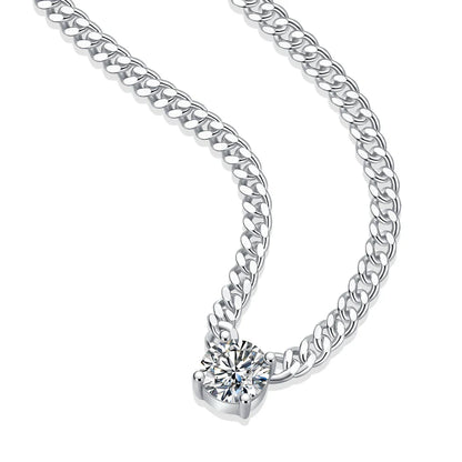 100% 925 Silver Cuban Chain Necklace 1CT 2CT 3CT Moissanite Pendant Necklaces for Women Men Plated 18k Gold Jewelry with GRA