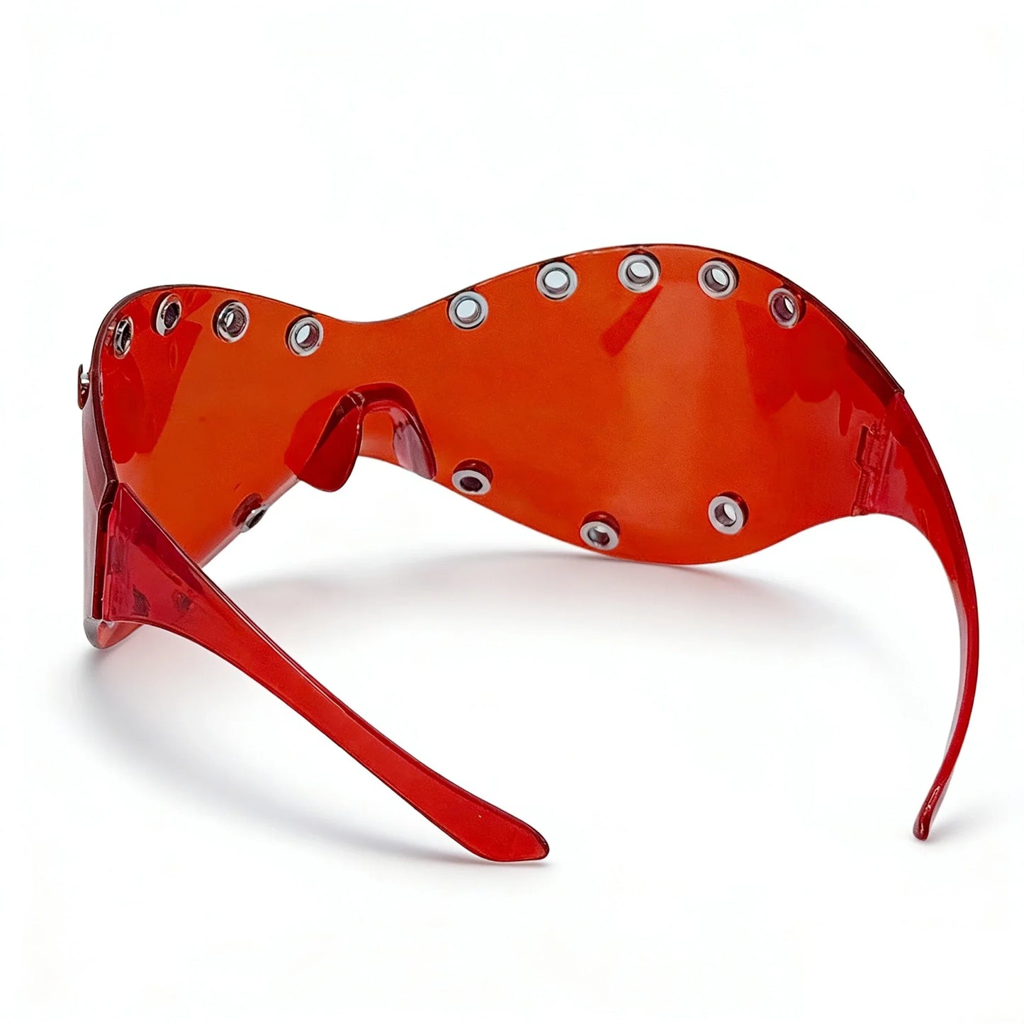Unisex Y2K Punk Fashion Sunglasses - Futuristic One-Piece Goggles Metal Ring Rave sunglasses womenfor Rave & Cyber Party