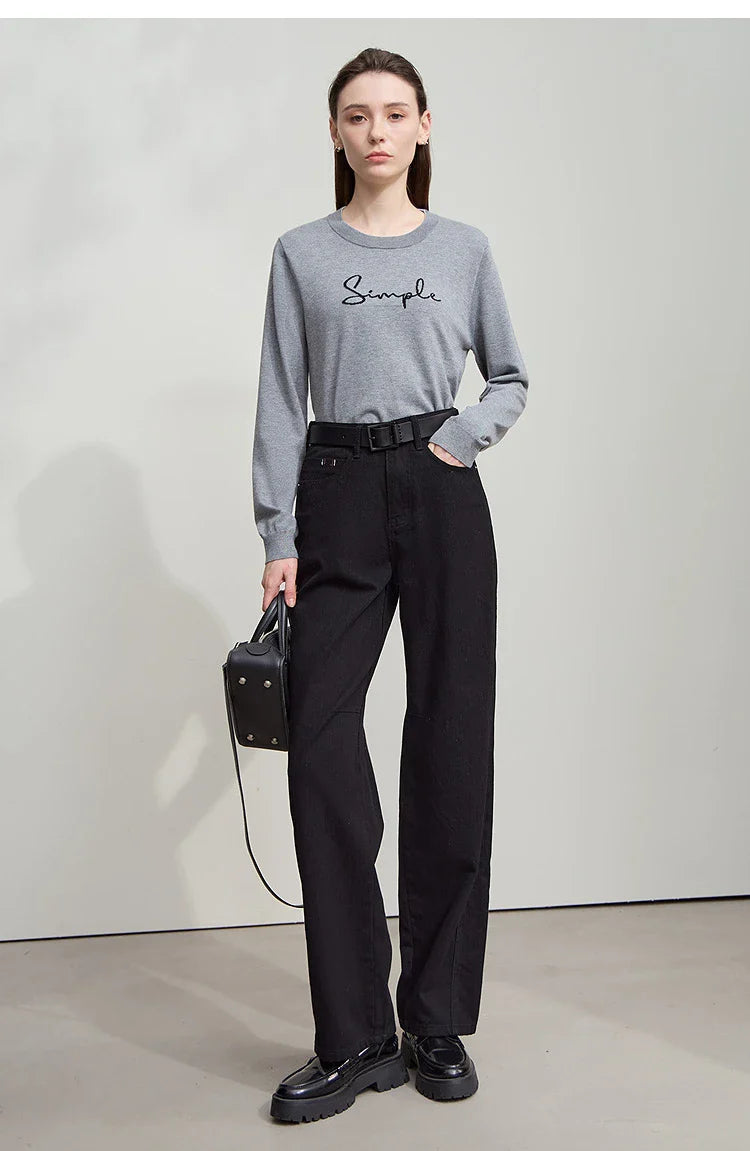 Minimalist 2025 Autumn New Arrival Pants Minimalism Retro Casual Office Lady Pure Cotton Jeans Women Denim Trouser 12543141