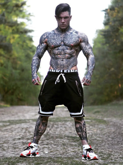 Mens Fire Red Shorts Casual Basketball Shorts Gym Fitness Short Joggers Shorts Workout Bodybuilding Breathable Board Shorts Male