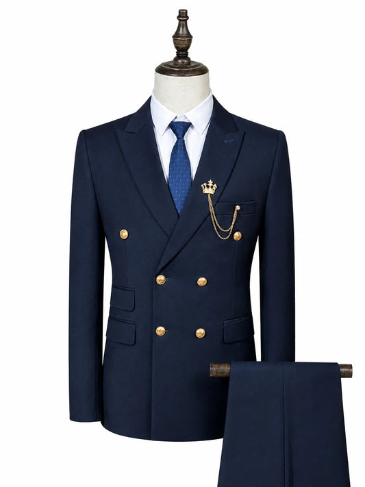 Double-Breasted Men's Suit Fashionable and Casual Slim Fit Male Groom Wedding Blazers Party Dress Jacket Coat Pants