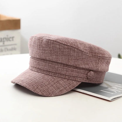 British Retro Style Solid Color Breathable Flat Top Newsboy Cap Sun Hat Military Cap Beret Hats