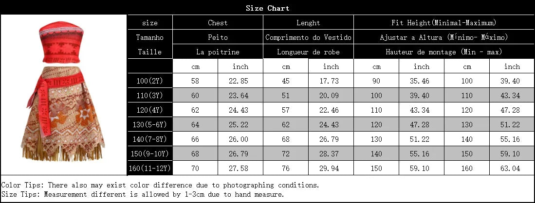 Children Cosplay Dresses Girls Moana Princess Dress for Kid Halloween Maui Vaiana Costume Children Birthday Party Clothes Set