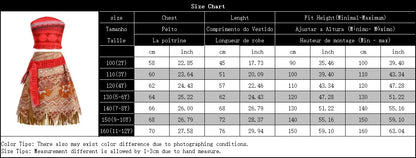 Children Cosplay Dresses Girls Moana Princess Dress for Kid Halloween Maui Vaiana Costume Children Birthday Party Clothes Set