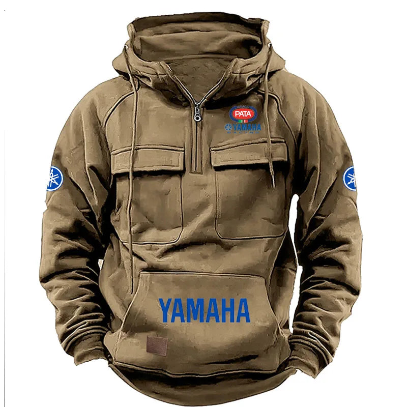 Zipper Hoodie for Outdoor Sports Enthusiasts, 2026 New Men's Fashion Half-Zip Pocket Autumn-Winter Hooded Sweatshirt