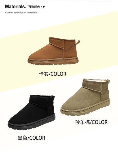 2025 Winter Snow Boots for Men New Fashion Australia Boots 39-47 Classic Top Quality Suede Leather Ankle Boots Warm Mens Shoes