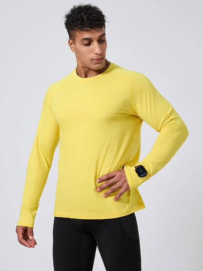 Autumn Winter Men Running Long Sleeve T-shirt High Elasticity Tight Thick Keep Warm Training Gym Fitness Sports Quick-drying Top