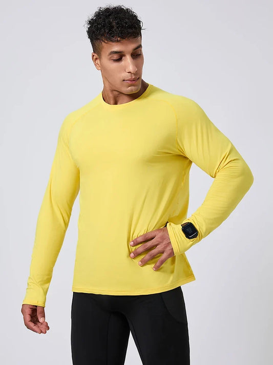 Autumn Winter Men Running Long Sleeve T-shirt High Elasticity Tight Thick Keep Warm Training Gym Fitness Sports Quick-drying Top