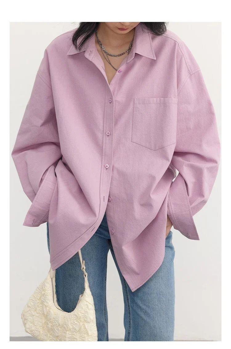 Korean Women's Long-sleeved Shirt Loose Woman Tops Fashion Woman Blouse Office Lady Coat 2025 Spring Autumn Clothing