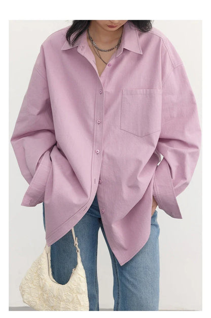 Korean Women's Long-sleeved Shirt Loose Woman Tops Fashion Woman Blouse Office Lady Coat 2025 Spring Autumn Clothing