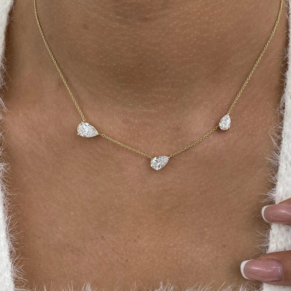 East West 9cttw Pear Cut Moissanite Necklace for Women 925 Sterling Silver Waterdrop Diamond Neckchain Wedding Party Jewelry GRA