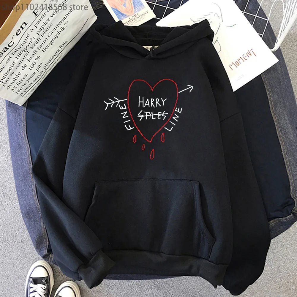 Happy Fine Line Print Hoodeis Harry Styles Treat People Kindness Fashionable Sweatshirts Women's Top Men Clothing Y2k Pullover