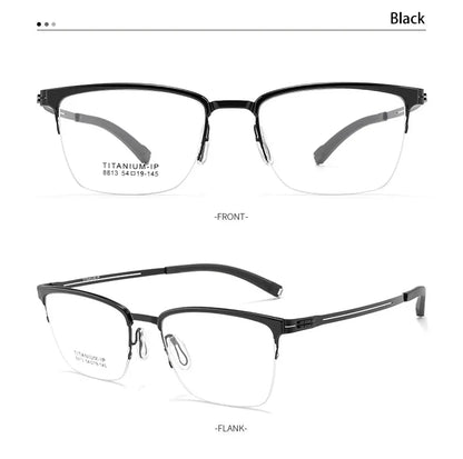New Ultra-Lightweight Business Titanium Frame Semi-Rimless Reading Glasses Men Customized Prescription Myopia C8813T