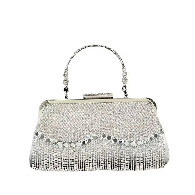 Gorgeous and Shiny Diamonds Rhinestones Tassels Handle Evening Bags for Party and Wedding Clutch Purse Designer Bags Handbags