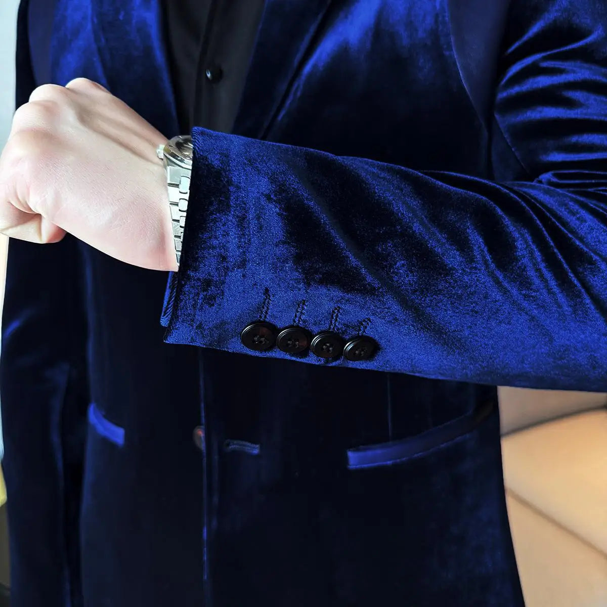 Leather Splicing Mercerized Velvet Suit Jacket 2025 Autumn New Men's High-end Business Slim Fit Fashion Party Tailcoat 4XL-M