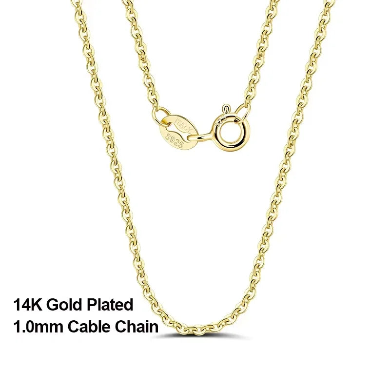 18K Gold 925 Sterling Silver Fashion Cable Link Chains Necklace for Women Thin Neck Chain Accessories Jewelry SC06