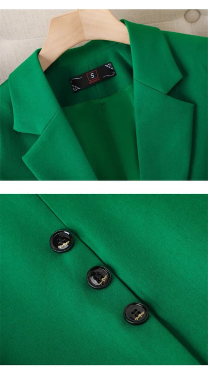 2024 New Green Blazer Women Formal Coat Female Long Sleeve Single Button Straight Jacket Office Ladies Work Wear Blazer Tops 4XL