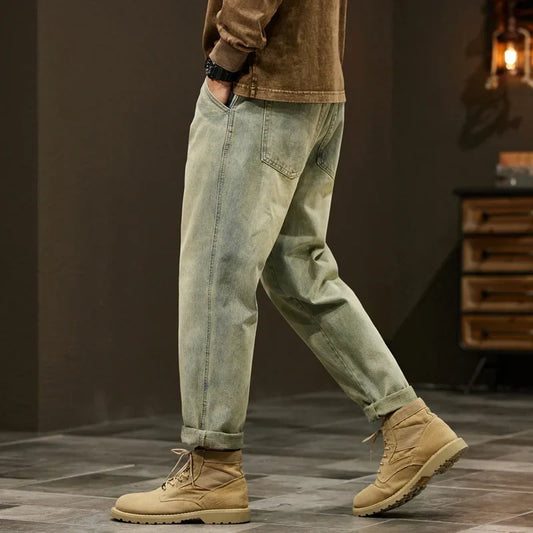 Men's 95% Cotton Jeans High Quality Loose Harem Pants Fashion Baggy Casual Outdoor Work Denim Pants Brand Men's Clothing