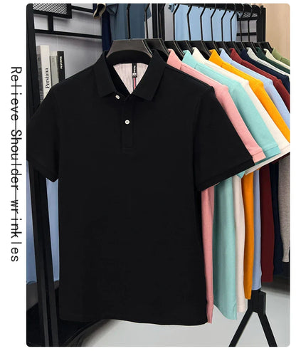 100% cotton short sleeve polo shirt comfortable lightweight high-end brand fashionable simple summer men's casual lapel T-shirt
