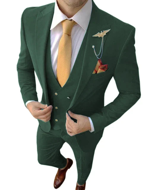 12 Colors Formal Business Men Suit Costume Homme Tuxedos For Wedding Bridegroom 3 Pcs Prom Slim Fit Blazers Jacket Pant Vest