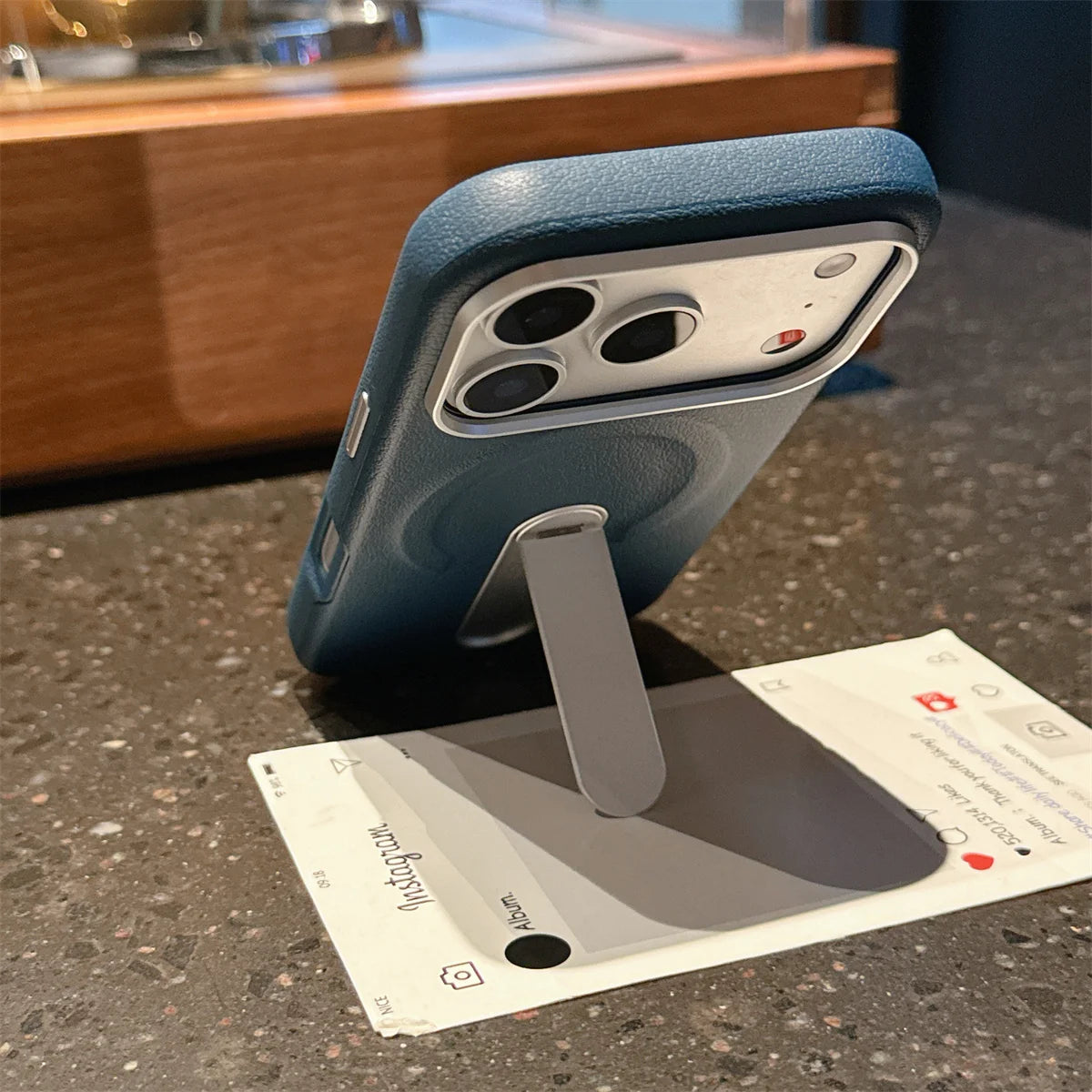 Stand Holder Magnetic Leather Phone Case for IPhone 17 16 15 14 13 Pro Max for Magsafe Wireless Charge Shockproof Cover