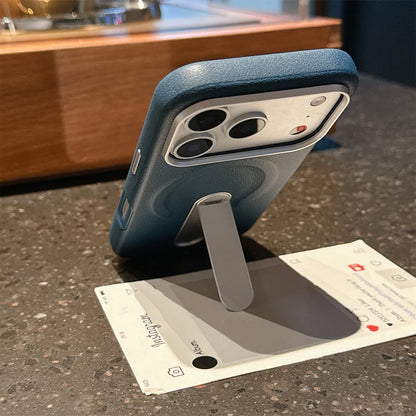 Stand Holder Magnetic Leather Phone Case for IPhone 17 16 15 14 13 Pro Max for Magsafe Wireless Charge Shockproof Cover