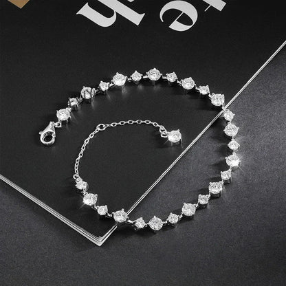 New In D Color 3/4mm Full Moissanite Tennis Bracelet For Women Lady S925 Silver GRA Certified Diamond Link Bracelets Gift