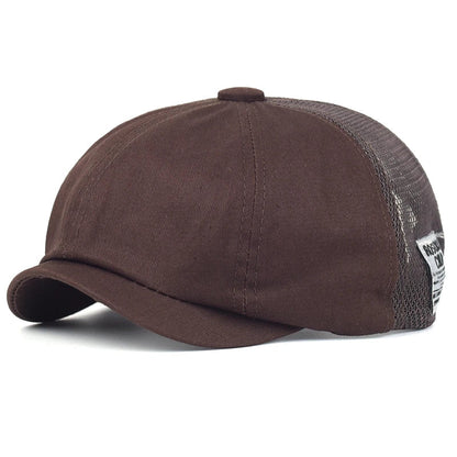 Summer Mesh Newsboy Cap Breathable Cotton Peaky Octagonal Hat Vintage Casual Cap Solid Berets Visor Gatsby Flat Ivy Hat