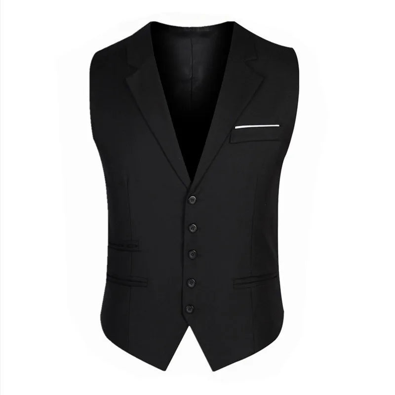 Men Suit Vest British Style Solid Single-breasted Sleeveless Male Waistcoat Slim Breathable Business Casual Man Vest
