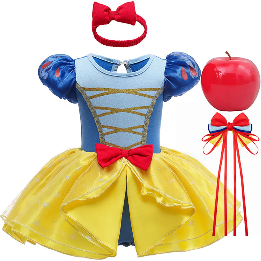 2026 Disney Infant Snow White Dress With Headband Infant Baby Princess Girl Cute Design Clothes Baby Dress Party Costumes Set