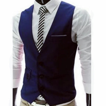 New Slim Fit Mens Suit Vest Single Breasted Casual Vests For Men Solid Formal Businss Male Waistcoat Gilet Homme