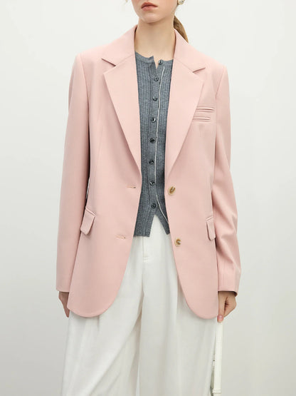 Pink Grey Elegant Style Casual Blazer Jacket for Women 2025 Spring New Design Versatile Streetwear Chic Outfits 25FS11224