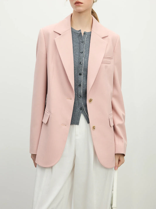 Pink Grey Elegant Style Casual Blazer Jacket for Women 2025 Spring New Design Versatile Streetwear Chic Outfits 25FS11224