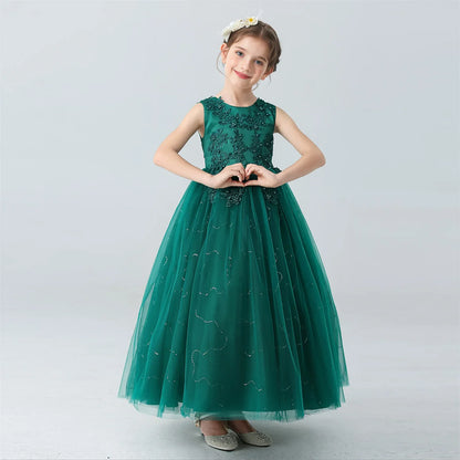 BX683 Kids Dresses For Girls Lace Dress Gown Princess Clothes Children Formal Evening Party Flower Girls Wedding Vestidois