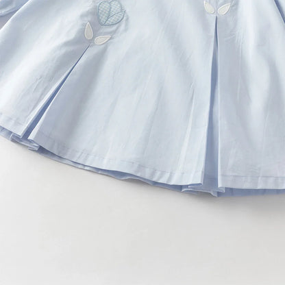 Children Cotton Dress Girls Clothes Spring Autumn Baby Elegant Sweet Dresses Kid Blue Outdoor Dress Fashion DB1260173