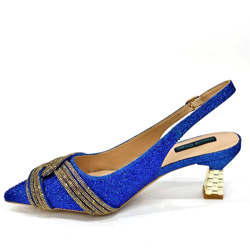 Black Hollow Design With Pointed Shoes And Fashion Three-Dimensional Bag Cozy Rhinestones Are Suitable For Parties