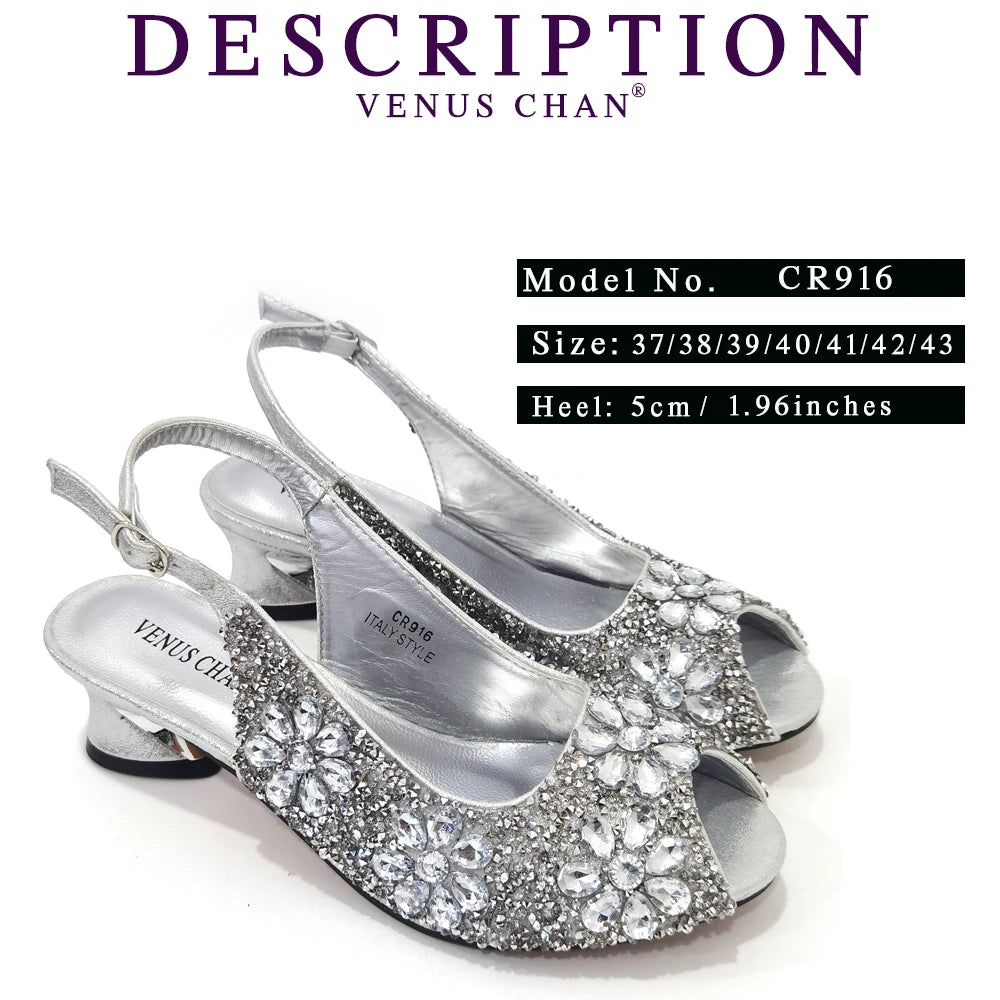 Summer Sandals for Party and Weddings Peep-Toe Bridal Shoes Women 2023 Comfortable Shoes and Bag Set for Lady